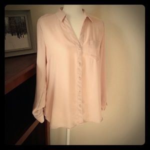 Blush button sleeve blouse